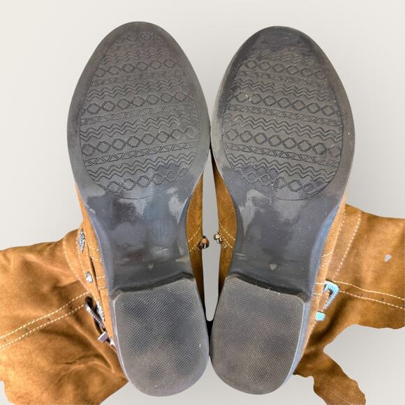 Mudd Womens Faux Suede Sofie Knee High Riding Boots Size 8M Brown Western Boho - Picture 6 of 9